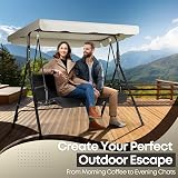 Flexzion Replacement Canopy for Outdoor Swing 66 x 45 White UV Weatherproof view 4