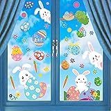 CCINEE Cute Easter Window Cling Stickers for Home Decoration,Bunny Easter Eggs Decals for Windows 12 Sheets