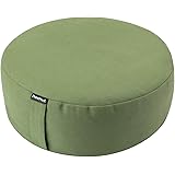 Coussin De Méditation Rond (Zafu) En Lin Lavable - Hauteur 20cm, Diamètre 40cm, Supporte 150kg - Poignée De Transport