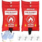 SECAIR Emergency Fire Blanket for Home and Kitchen Fiberglass Fire Suppression Blanket Great for School Warehouse Camping Car Office Grill (4 Pack, 40 in X 40 in)
