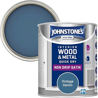 Johnstone's Wood & Metal Paint Satin Finish Vintage Denim 750ml