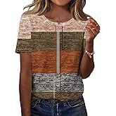 TCOT Women's Tops Summer Short Sleeve Crew Neck Shirts Dressy Casual Blouses for Women S-3XL