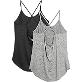 icyzone Workout Tank Tops for Women - Athletic Yoga Tops Open Back Strappy Running Shirts