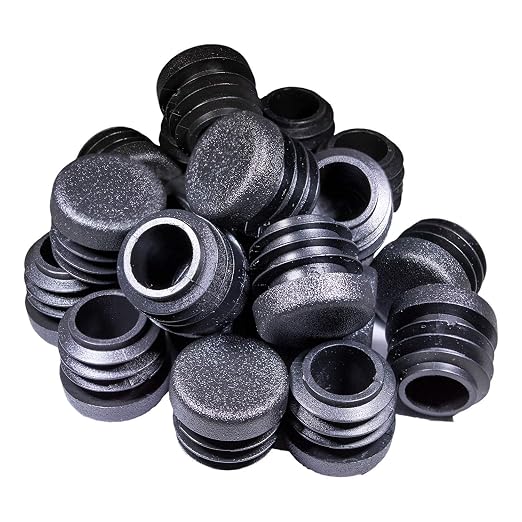 Tapones Redondos De Plástico  16 Mm , 16 Tapones Redondos Para Tubos De Silla Insertos De Cupula Acanalada Para Patas De Mesa Sillas Y Muebles Negros
