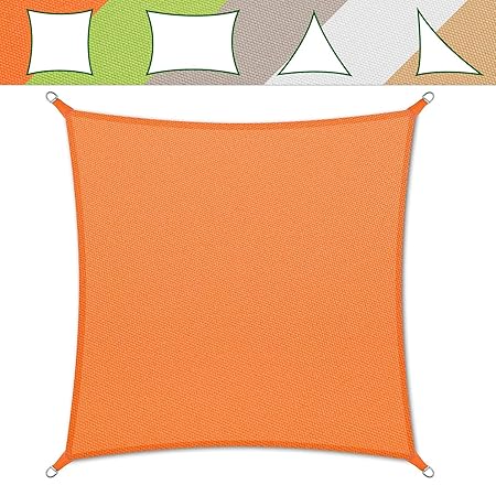 casa pura® Sonnensegel wasserabweisend imprägniert | Testnote 1.4 | quadratisch, 3x3m | UV Schutz | viele Farben (orange)