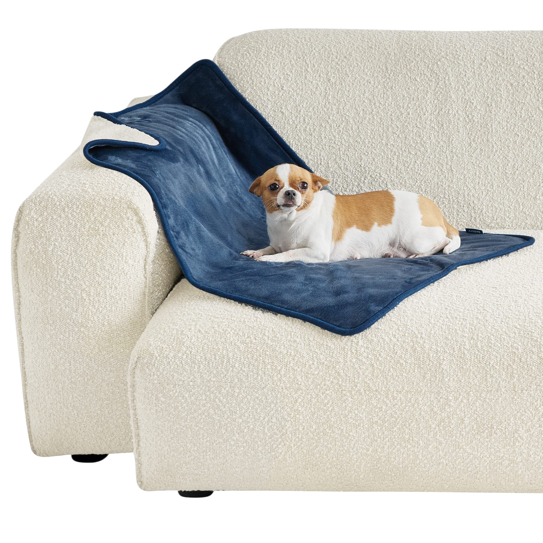 Photo 1 of Bedsure Waterproof Dog Blankets for Small Dogs - Small Cat Blanket Washable for Couch Protection, Sherpa Fleece Puppy Blanket, Soft Plush Reversible Throw Furniture Protector, 25"X35", Blue