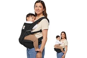 Ergobaby Alta 2-in1 Hip Seat and Carrier - All-Position Breathable Mesh Baby Carrier for 4 Months to 48 Months (12lbs - 45lbs) - SoftFlex™ Mesh - Onyx Black