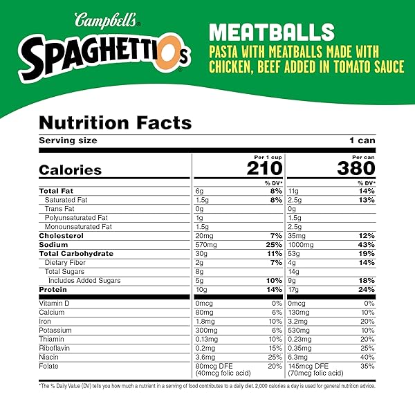 SPAGHETTIOS CANNED PASTA WITH MEATBALLS, 15.6 OZ CAN