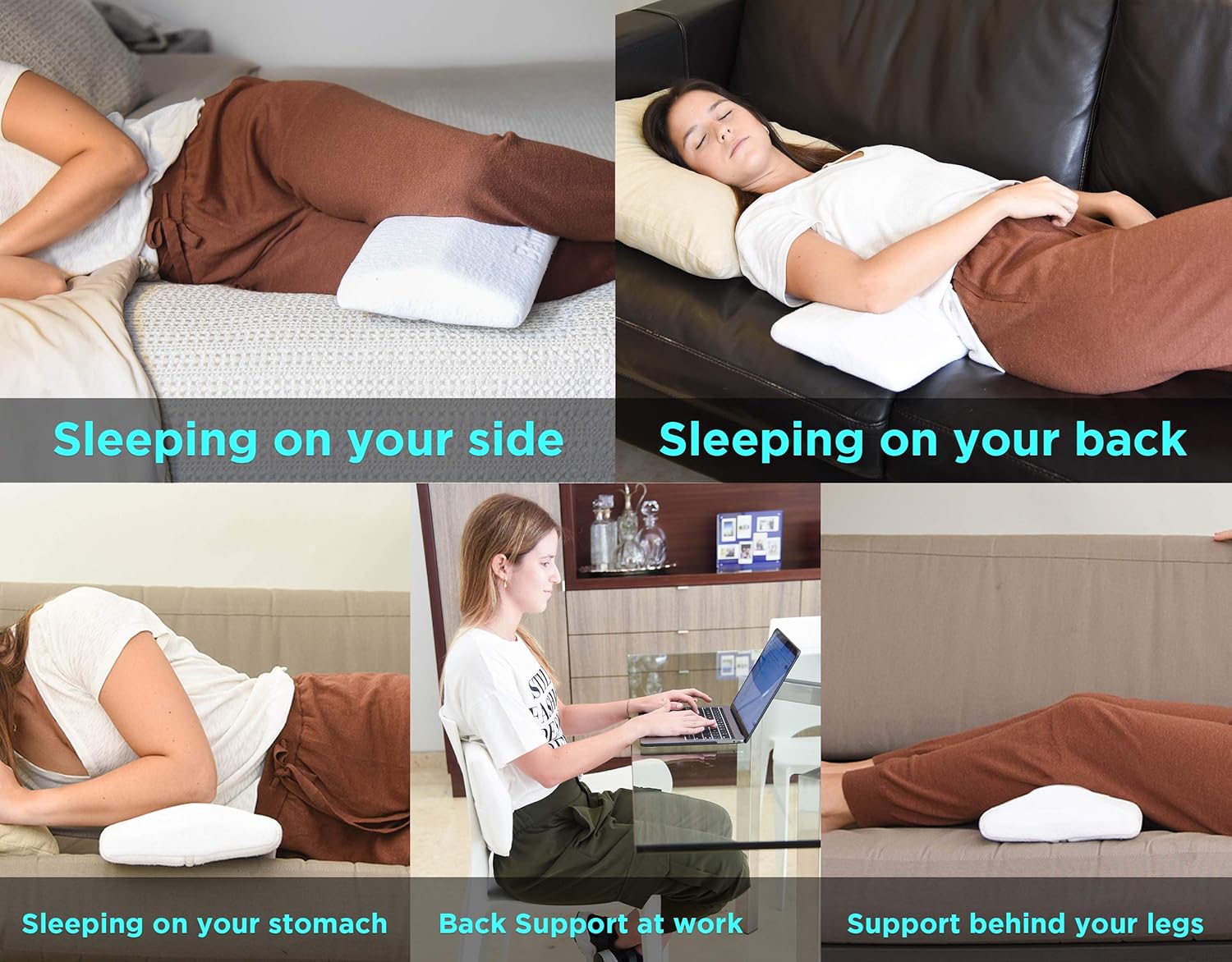Gentle Living Cooling Lumbar Support Pillow for Sleeping Back Pain - Ergonomic Memory Foam with Heat Dissipating Cool Gel - Adjustable Height for More or Less Support - Washable Hypoallergenic Cover: Home & Kitchen