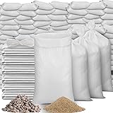 Windyun 200 Pcs White Empty Sandbags with Ties 18 x