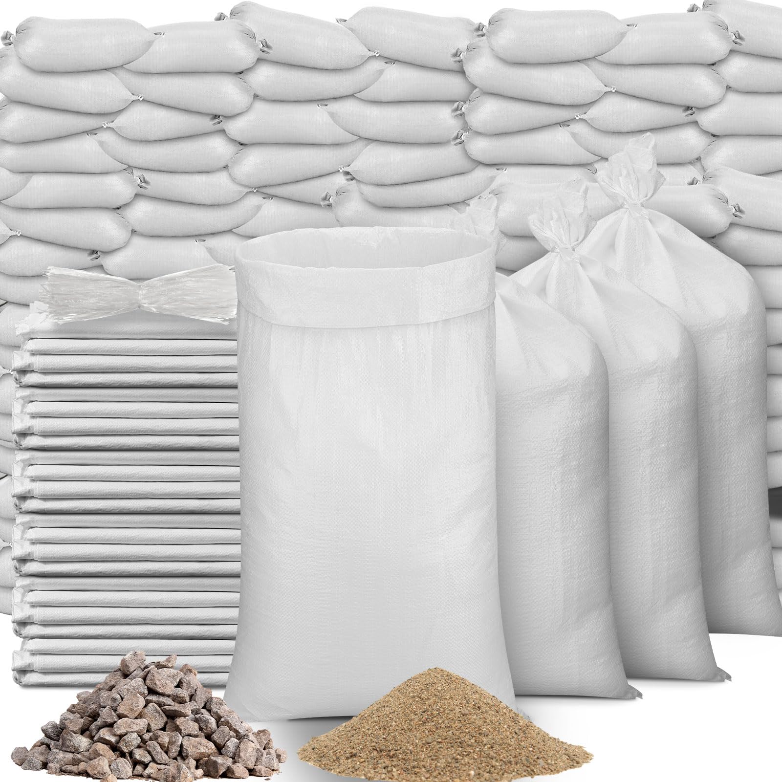 Windyun 200 Pcs White Empty Sandbags with Ties 18 x
