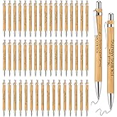 Fuutreo Valentines Day Employee Appreciation Gift Bulk Thank You Wood Pens Ballpoint Inspirational Bamboo Pens Motivational Gift for Women Assistant Office Staff Volunteer Coworker Nurse(50 Pcs)