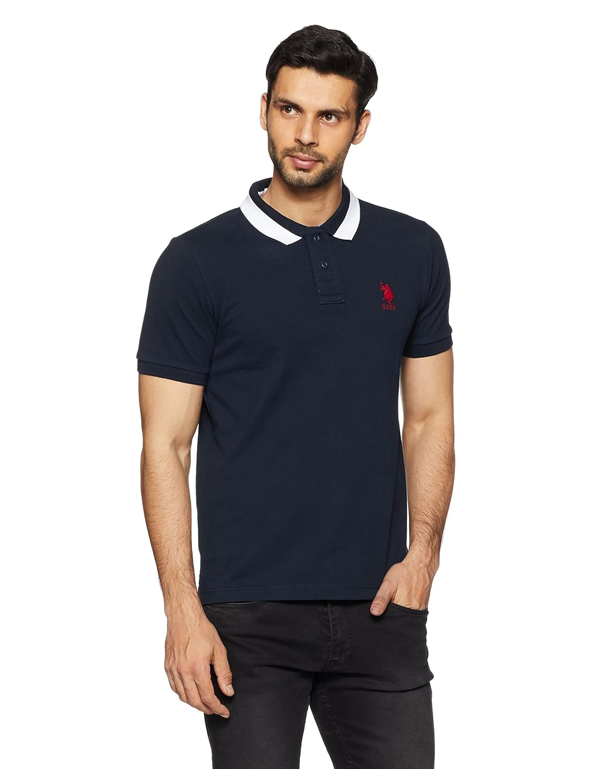Navy Colour Men's Solid Regular Fit Polo Best Price With Best Deal in