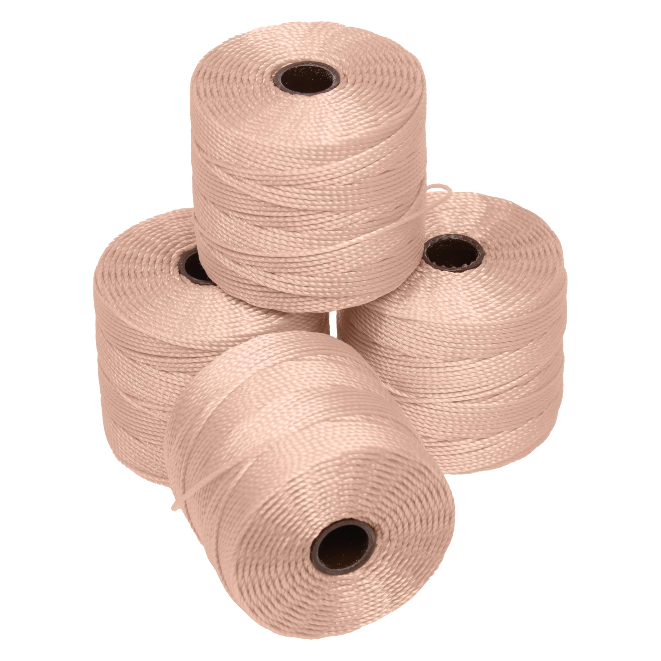 The Beadsmith S-Lon Bead Cord – .5 mm Twisted Nylon Cord for Stringing, 4 Spools, Natural Color, TEX210, 77 Yards per Spool