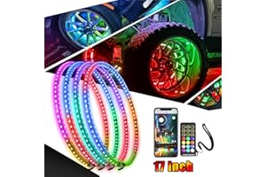 Uemicip 17in Double Row Wheel Ring Lights, Dream Chasing Color Wheel Lights Kit with Music Mode, Rim Lights with APP & Remote Control Compatible with Truck SUV Car Pickup