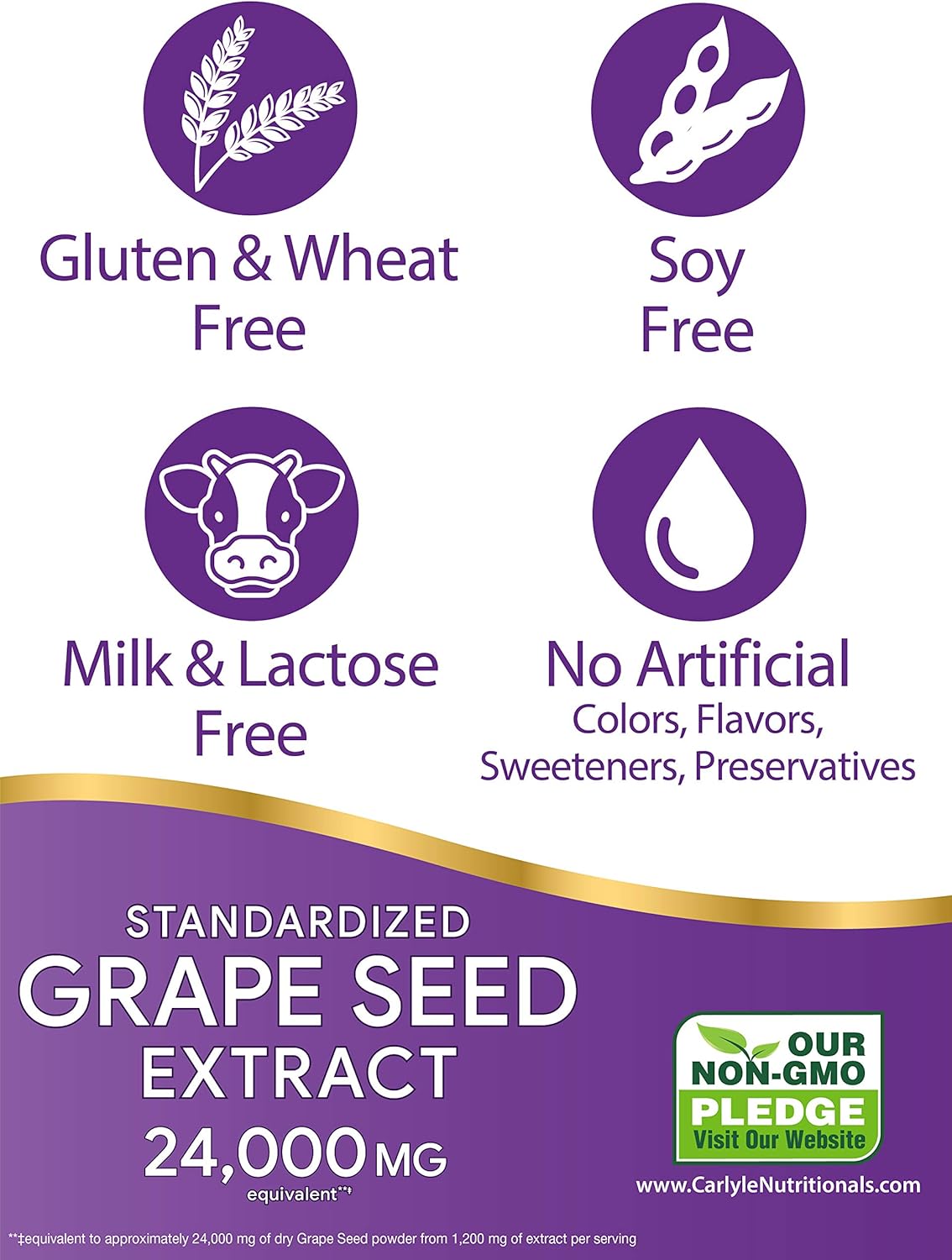 Carlyle Grape Seed Extract 24,000 mg Equivalent 240 Capsules – Maximum Strength Standardized Extract | Non-GMO, Gluten Free: Health & Personal Care