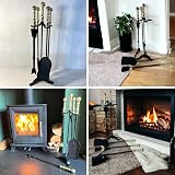 Thorness 5-Piece Fireside Companion Set Black Brass Handle 61cm Wood Burner view 7
