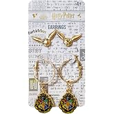 LUV HER Harry Potter Hypoallergenic Earrings for Girls, Stud & Fishhook Drop Sets with Charms One Size Fits All Jewelry for Women Accessories Ages 4+
