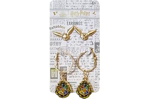 LUV HER Harry Potter Hypoallergenic Earrings for Girls, Stud & Fishhook Drop Sets with Charms One Size Fits All Jewelry for Women Accessories Ages 4+