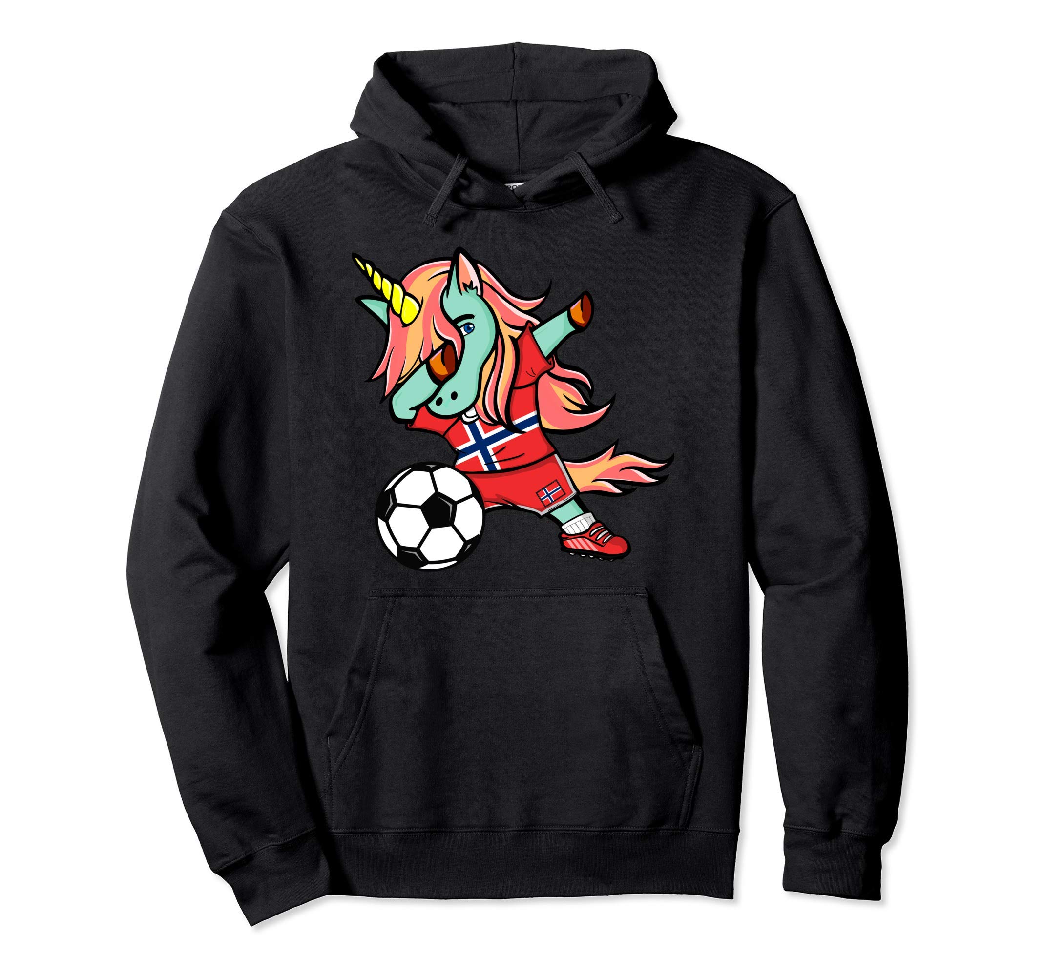 Dabbing Unicorn Norway Football - Norwegian Flag Soccer Pullover Hoodie