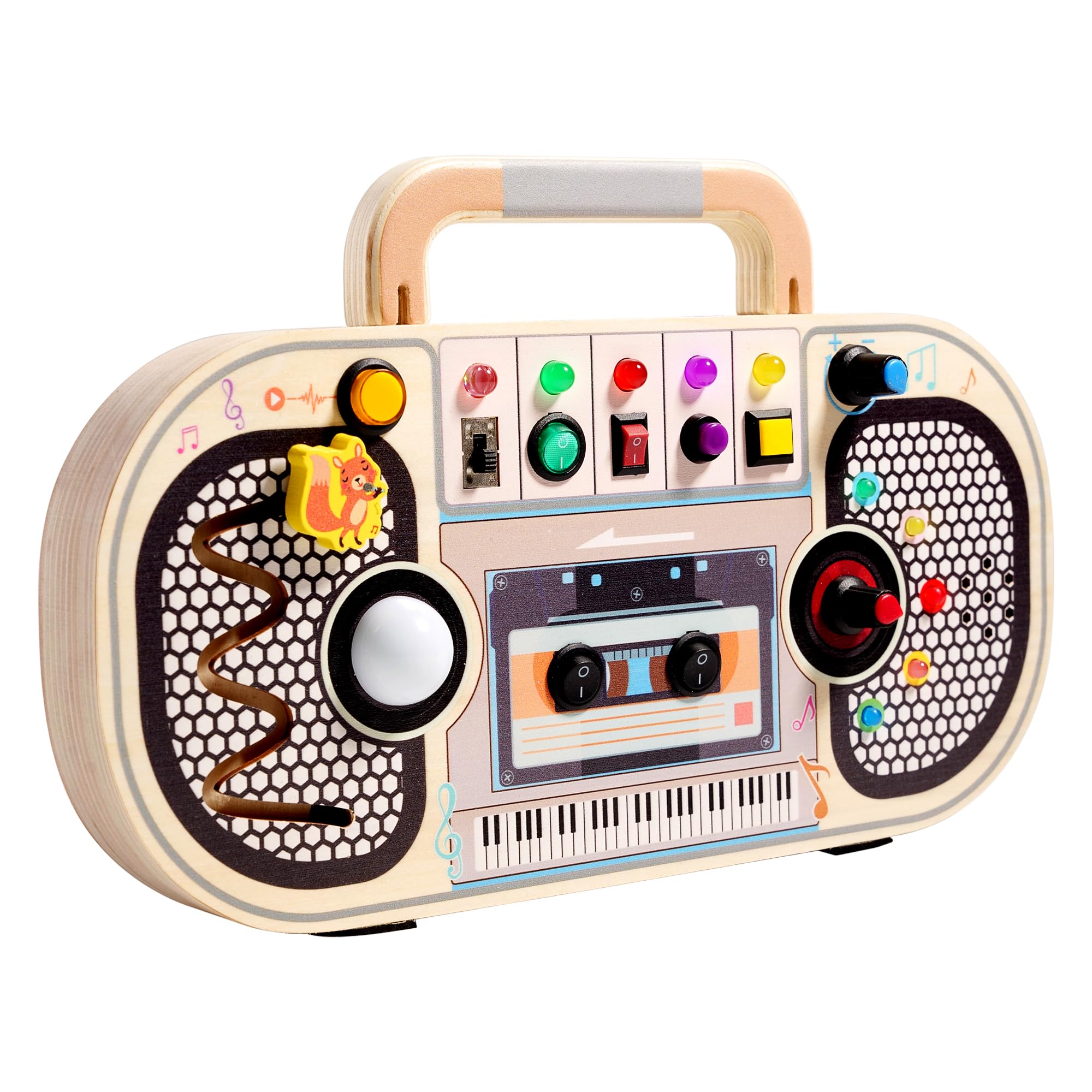 SaaG Montessori Busy Board for Toddlers 12m+ | Wooden Sensory Toy with LED & Music | Educational & Travel Activity Board