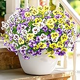 MARTINE MALL 8 Bundles Look Real Artificial Flowers for Outdoors, Realistic Fake Outdoor Flowers, UV Resistant Silk Pansy Flowers for Outside Faux Flower Plants for Outdoor Porch Garden, Mixed Colors