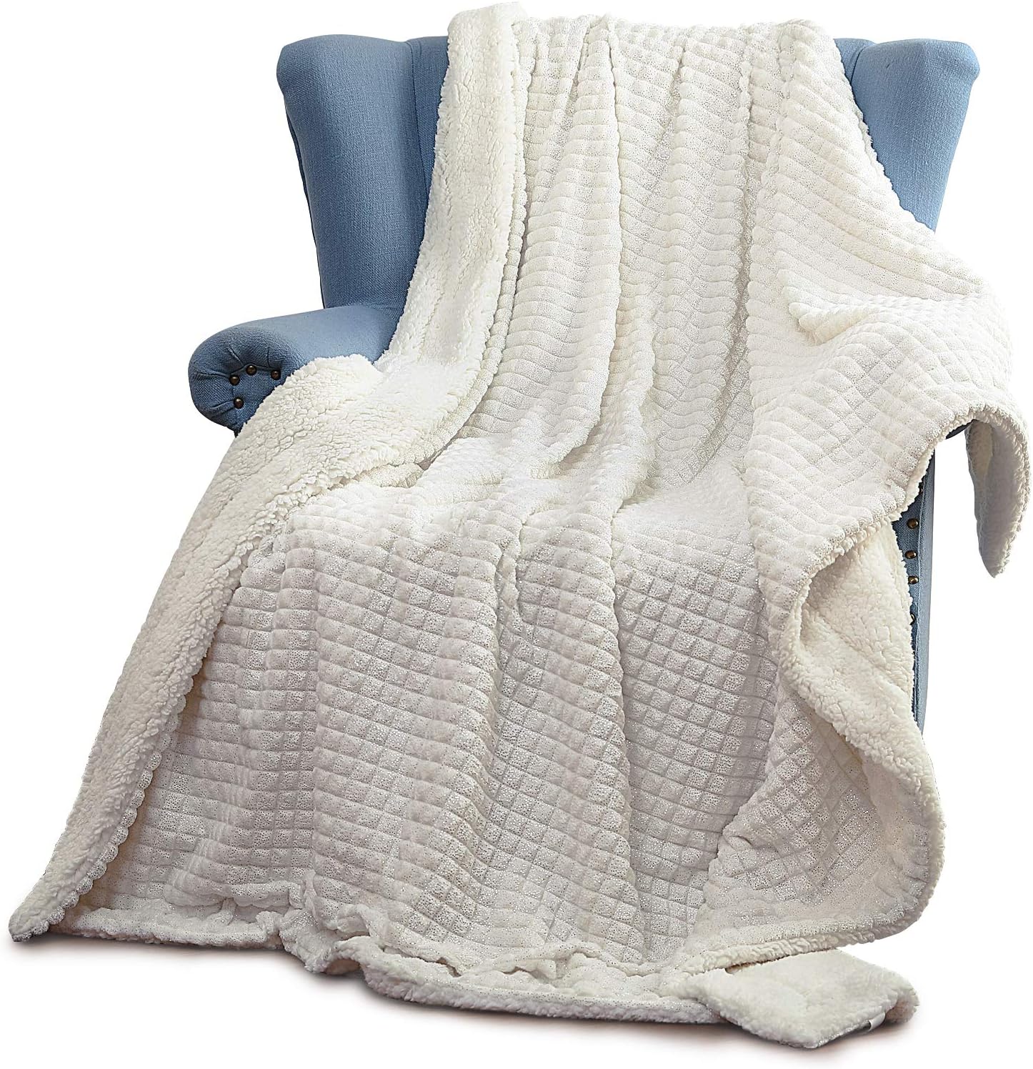 WILL green Shiny Sherpa Blanket, with Silver Foil, 50 x 60