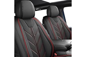 BALLIOL Pickup Seats Covers Compatible with Toyota Tacoma 2005-2023 SR SR5 TRD Off-Road TRD Pro TRD Sport Trall Special Edition Faux Leather(Red_Line)