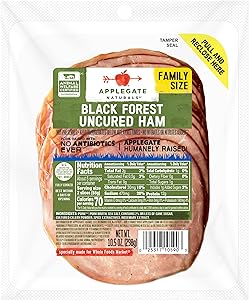 Applegate, Natural Uncured Black Forest Ham Family Size, 10.5oz