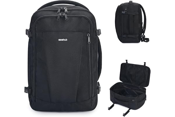 ECOHUB 16'' Travel Backpack Underseat Carry on Backpack Personal Item Travel Bag Airplane with 13 Pockets Carry on Luggage Wa