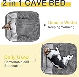 JOEJOY Rectangle Dog Bed Hooded Cave Cushion Large Pet Bed 76x61x23 cm view 2