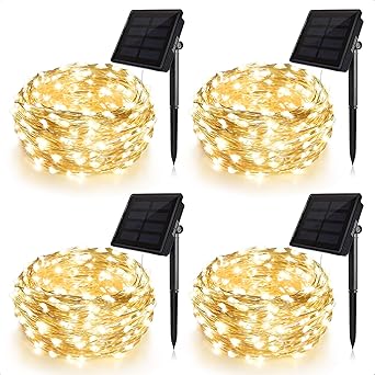 ankway guirnaldas luces exterior solar 100 led paquete 4 cadena luces solares 8 modes 12m luces led solar ip65 impermeable para hogar jardin exterior