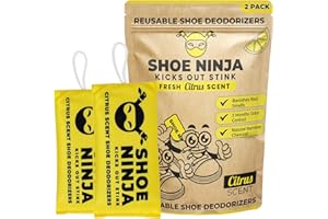 ELLIS HARPER Shoe Ninja Shoe Deodorizer - Shoe Odor Elimination with Activated Charcoal, Versatile and Reusable Shoe Smell Remover, Boxing Glove Deodorizer, and Shoe Freshener, Great for Sports - 1 Pack Count of 2
