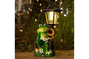 mopha Solar Garden Statues Frog Decor wth Lanterns - 12.5'' Figurines Decorations for Patio Yard Lawn Ornaments Gifts for Christmas Birthday Easter Housewarming
