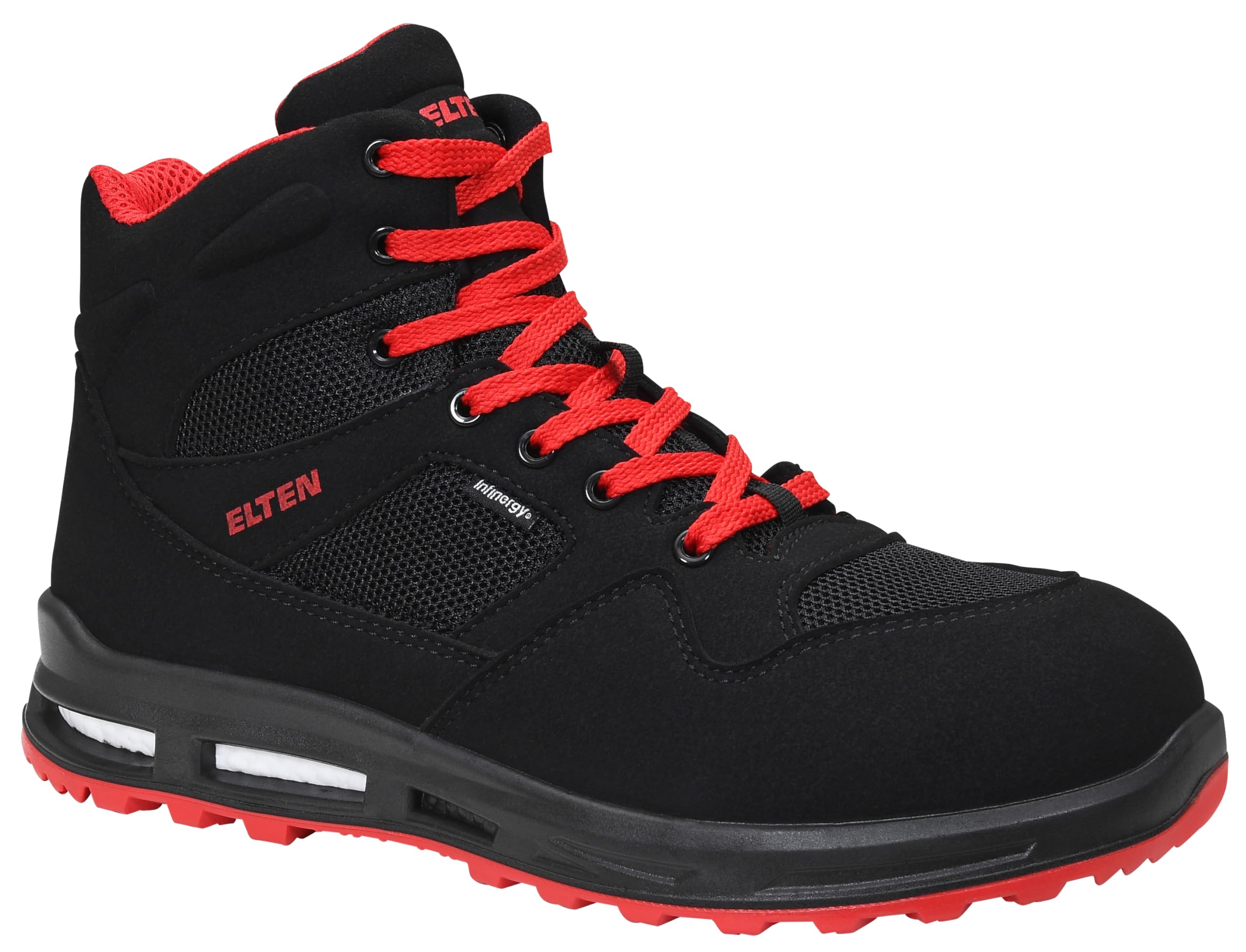 ELTEN Lakers XXT Mid ESD S1P Women Men Safety Shoes Sporty Lightweight Black/Red Plastic Cap Safety Half Boots
