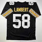 Facsimile Autographed Jack Lambert Pittsburgh Black Reprint Laser Auto Football Jersey Size Men's XL