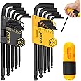 ELEAD Allen Wrench Hex Key Set: Premium 27pcs Durable Hex Key Set with Grip Handle, Long and Short Arm with Ball End, Metric & SAE Size Allen Key Set, Organized Storage