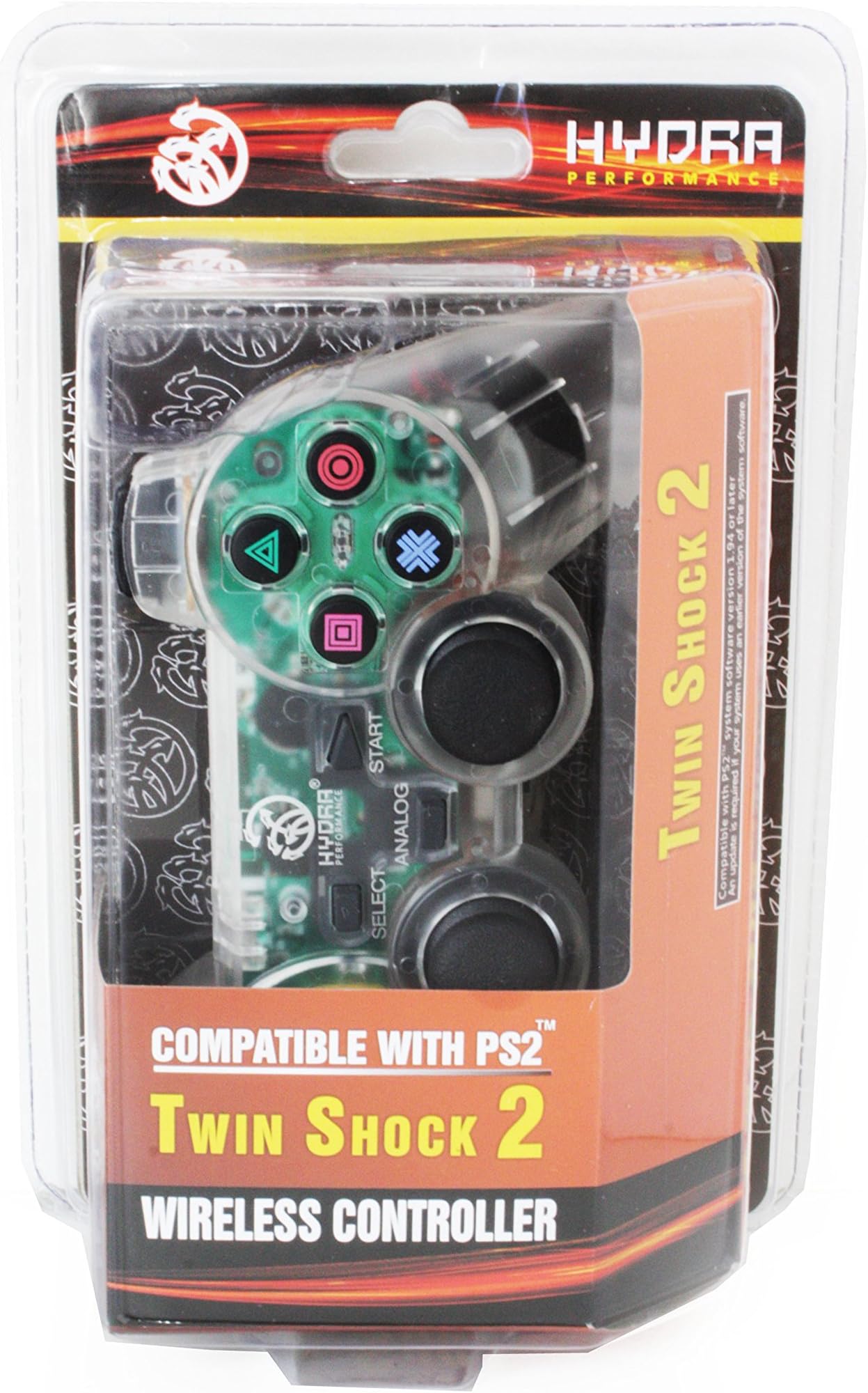 Hydra Performance® Wireless Controller 2.4G Clear White Compatible with Sony Playstation 2 PS2