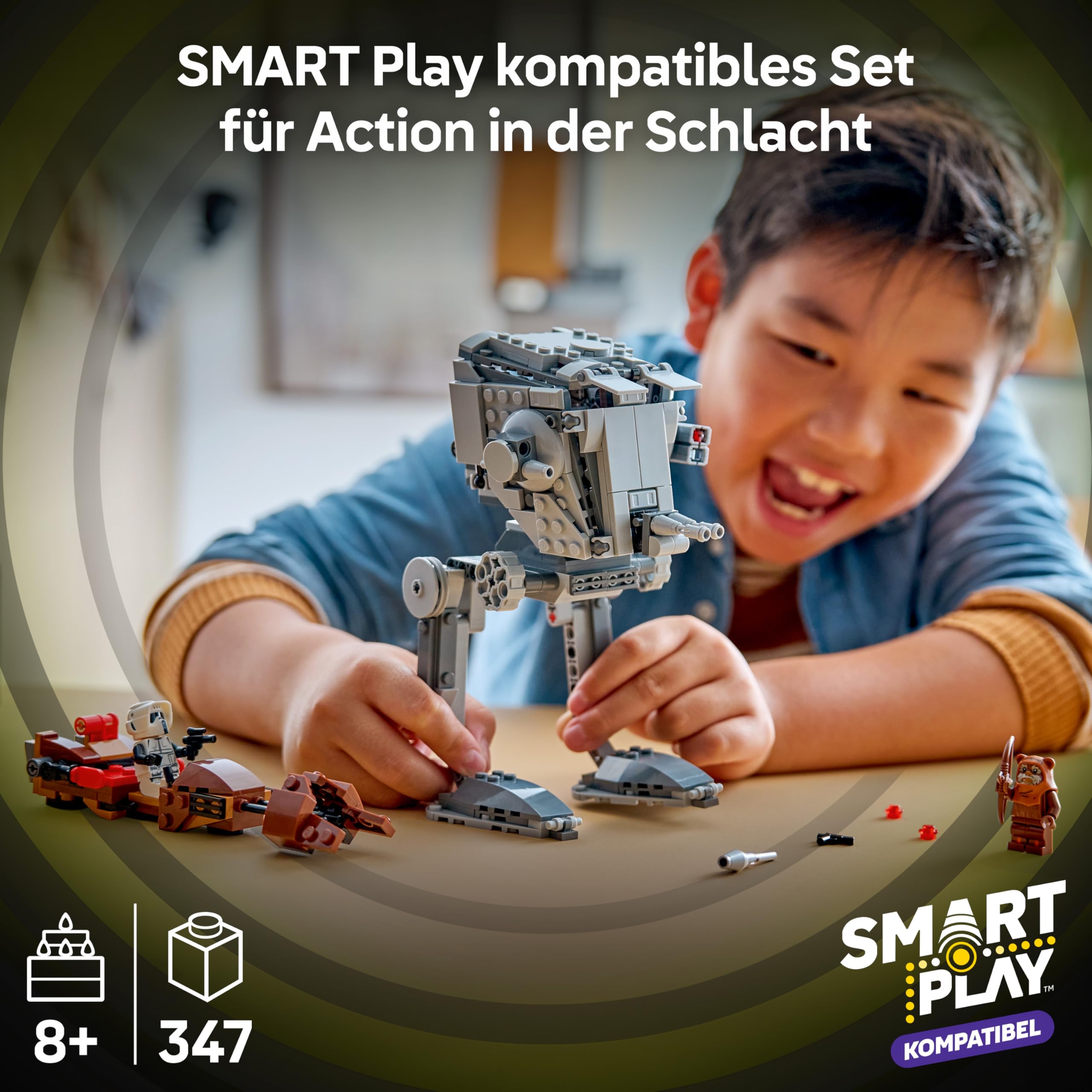 LEGO Star Wars 75424 SMART Play: AT-ST Angriff auf Endor - Kompatibles Interaktives Spielzeug inkl. 2 SMART Tags und Wicket Minifigur - Geschenk für Jungen und Mädchen ab 8 Jahren und Erwachsene Fans 2