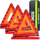 XOOL Warning Triangle, Emergency Warning Triangles for Vehicles, Reflective Triangle, Emergency Warning Reflector Safety Triangle Kit with Carry Case, 3-Pack
