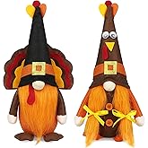 Mr and Mrs Thanksgiving Gnome Plush Decorations - 2 Pcs Turkey Gnomes Handmade Scandinavian Autumn Tomte - Fall Season Decor, Tiered Tray Decor, Thanksgiving Table Decoration, Housewarming Present