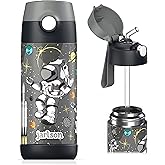 Jarlson® Kids Water Bottle CHARLI [12OZ] - Stainless Steel Thermo Bottle with Straw - Insulated, Spill Proof Waterbottle for School & Sports - Thermo Tumbler for Boys & Girls (Astronaut)