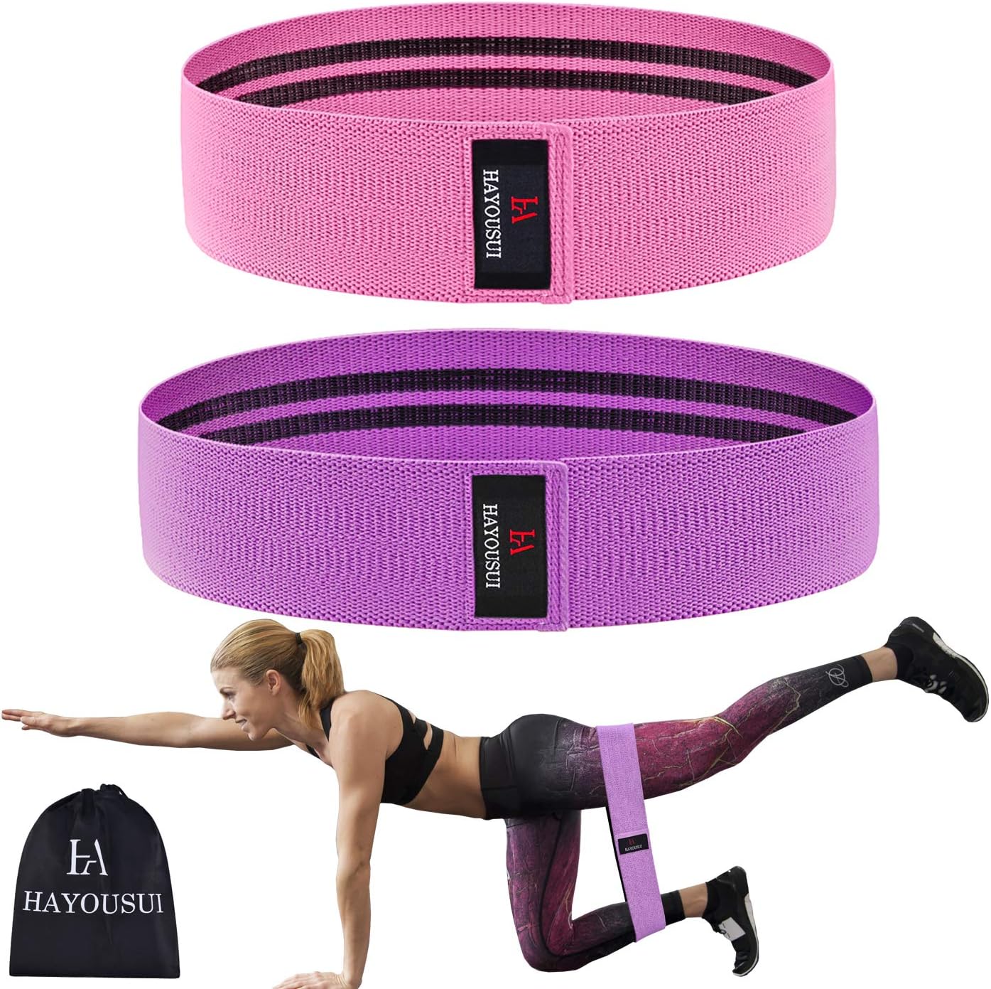 Hayousui Exercise Resistance Workout Band - Hip Elastic Booty Bands Set for Legs Arms Butt Fit for Training Pilates Stretching Physical Therapy Yoga Home Fitness P90x Crossfit