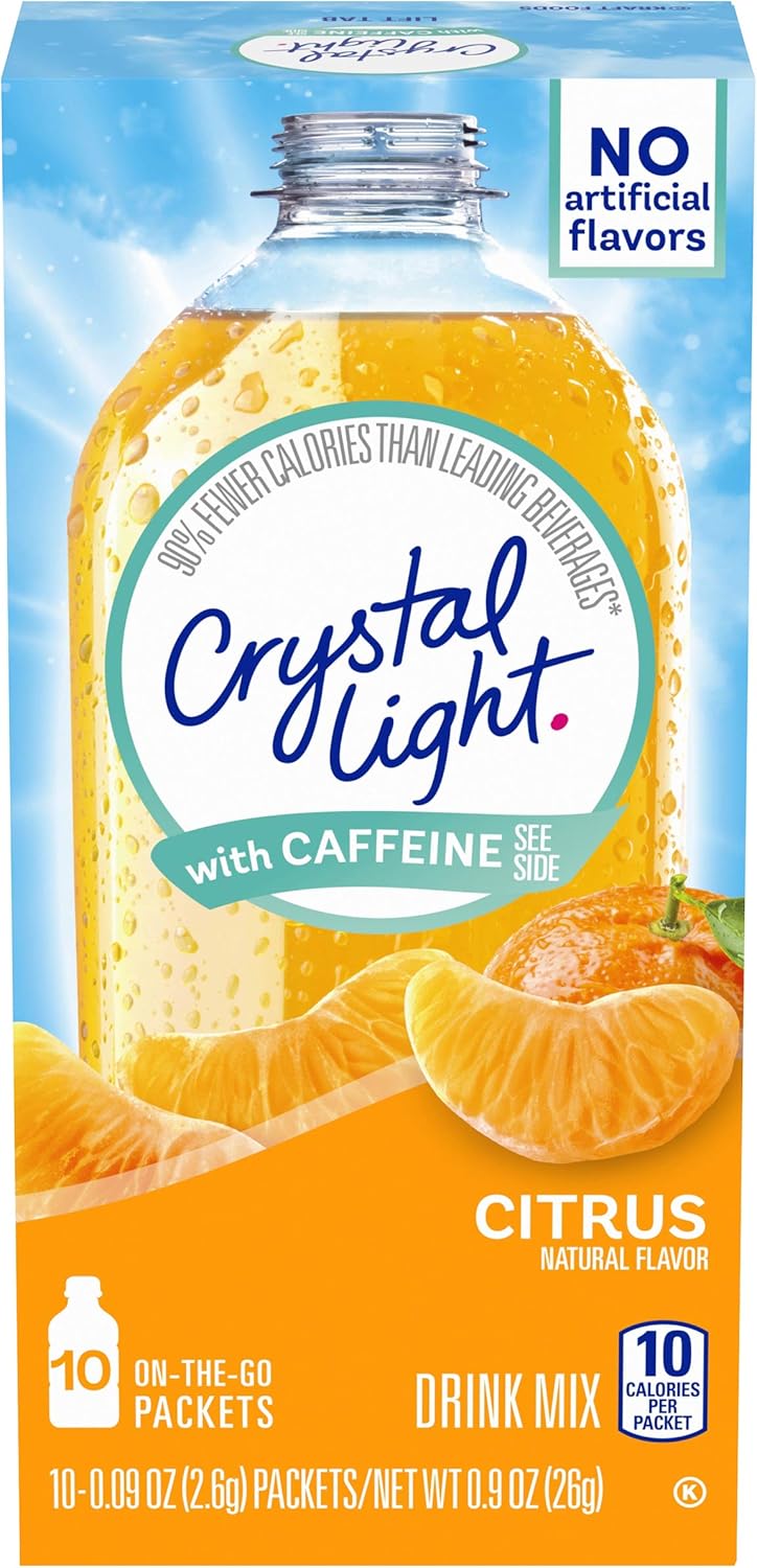 Crystal Light Citrus Energy Drink Mix with Caffeine (10 OntheGo Packets) Amazon.co.uk Grocery