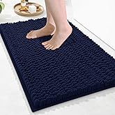 Arotive Luxury Chenille Bathroom Rug Mat, Extra Soft Thick Absorbent Shaggy Bath Rugs, Non-Slip Machine Wash Dry, Plush Bath Mats for Bathroom, Shower and Tub, 24x16, Navy