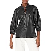 KARL LAGERFELD Womens Everyday 3/4 Sleeve Woven Top