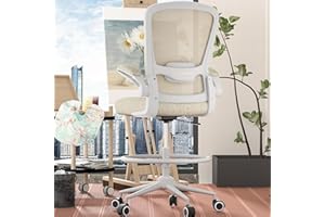 Mimoglad Drafting Chair, Tall Office Chair with Adjustable Lumbar Support, Ergonomic Standing Desk Chair, Mesh Computer Chair for Drawing Work