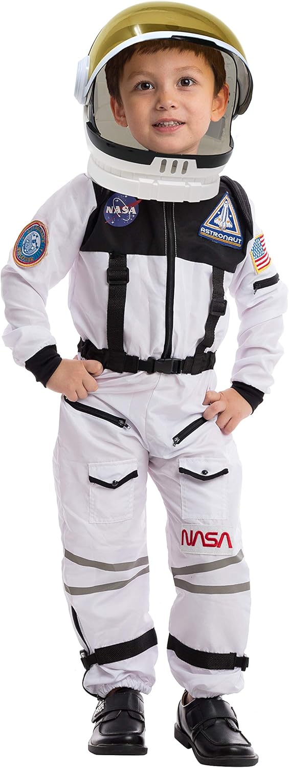 Astronaut NASA Pilot Costume with Movable Visor Helmet for Kids: Clothing