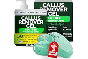 TERRAMED JUST THINK COMFORT 14 Oz Callus Remover Gel+ 3 Free Pumice Stones| Callus Remover For Feet | Tea Tree Professional Grade Foot Exfoliant for Cracked Heels & Dry Feet | Instant Results & Soothing Hydration