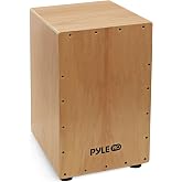 Pyle Stringed Jam Wooden Cajon, Handcraft Compact And Lightweight Percussion Box With Internal Guitar Strings, Rubber Capped Feet, Suitable For All Ages